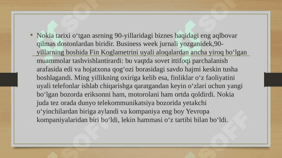Nokia kampaniyasining strategik boshqaruvi va statistik tahlili 3