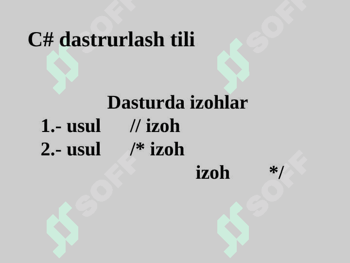 Microsoft Visual Studio dasturi C# dastrurlash tili 7
