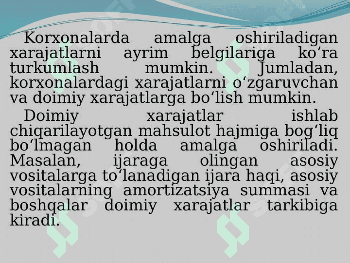 Ishlab chiqarish va xarajatlar hisobi pptx 8