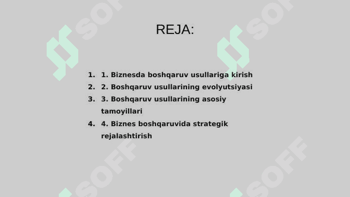 Biznesda boshqaruv usullari 2
