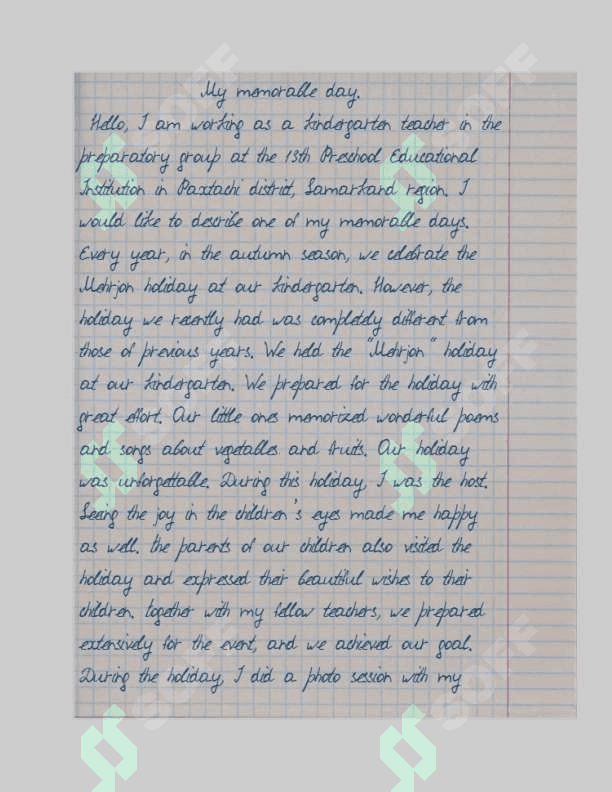 My Memorable Day  kindergarten 2