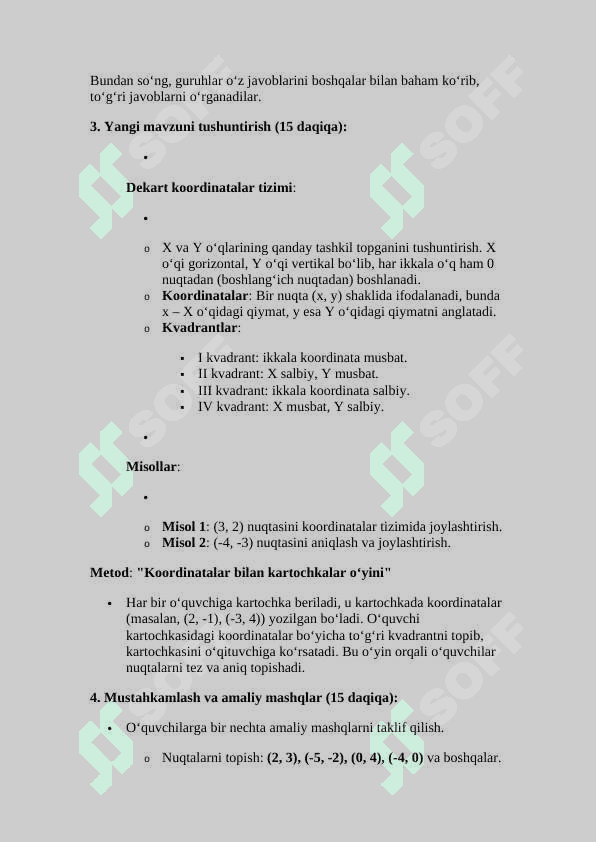 Dekart koordinatalar tizimi ( dars ishlanma ) 2