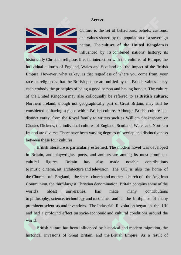 History and culture of British people 2