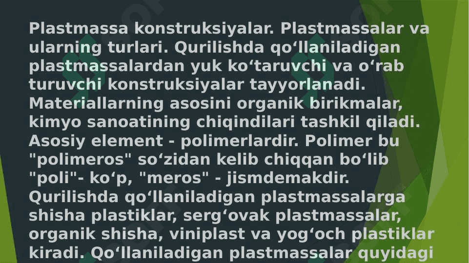 Plastmassa konstruksiyalari 2