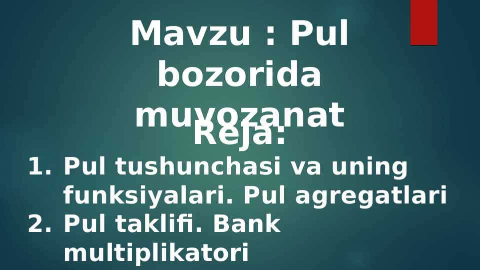 Pul bozorida muvozanat