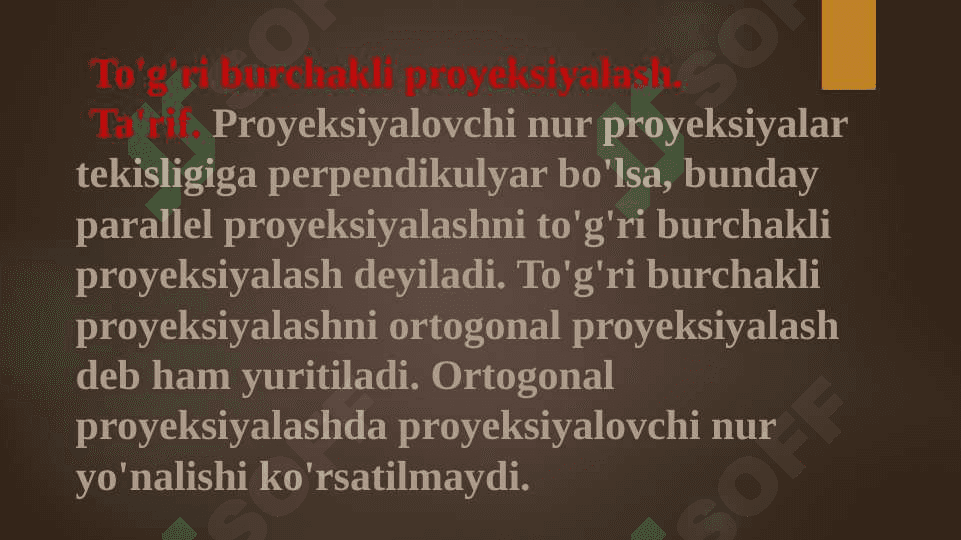 To'g'ri burchakli proyeksiyalash 2