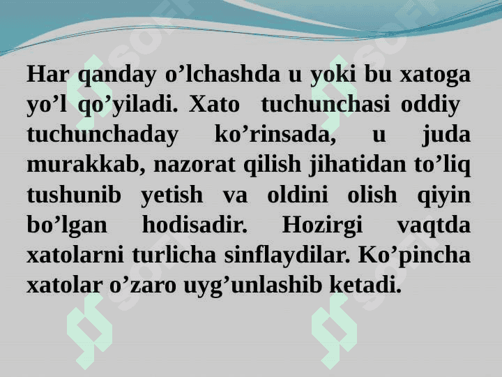 Analizdagi xatoliklar klassifikatsiyasi 2