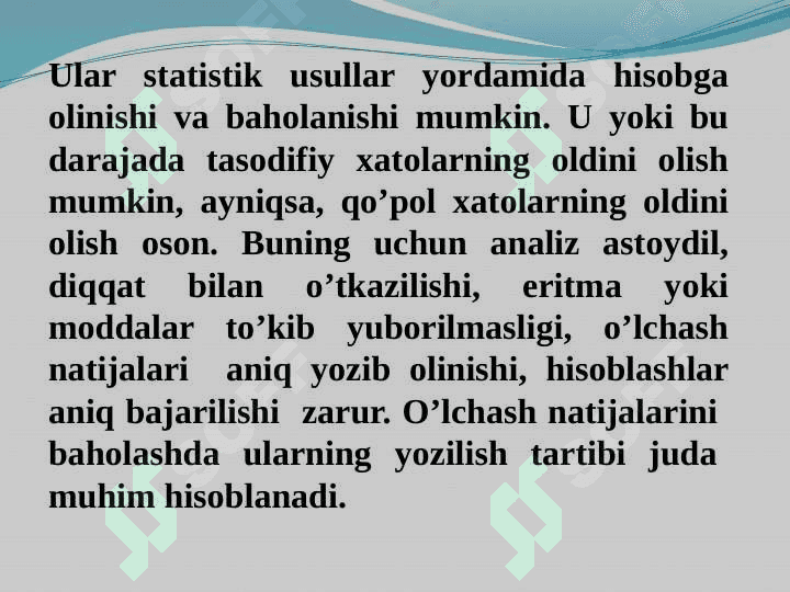 Analizdagi xatoliklar klassifikatsiyasi 8