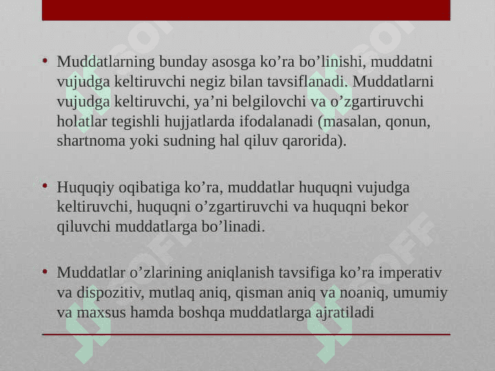 Muddatlar va da'vo muddatlari. 5