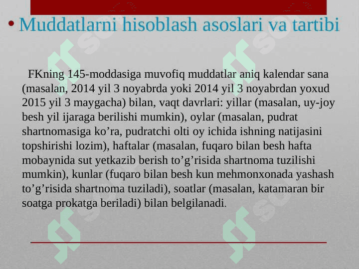 Muddatlar va da'vo muddatlari. 8