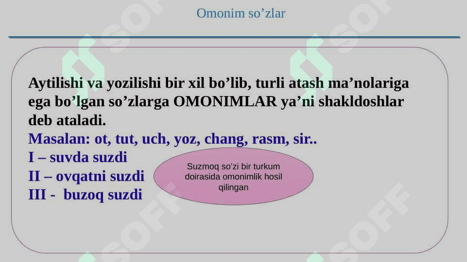 O'ZBEK TILIDA OMONIM SO'ZLAR 2