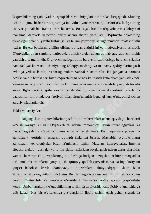 Bugungu kun o'qituvchisi qanday bo'lishi kerak? 2