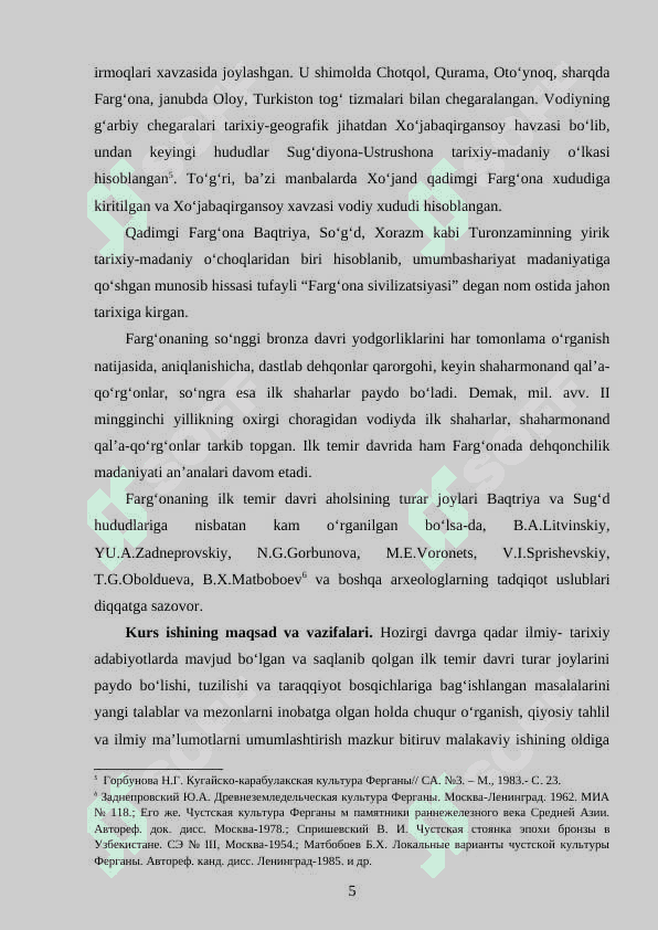 Baqtriya, Sug‘d va Farg‘onaning ilk temir davri kurs ishi 5