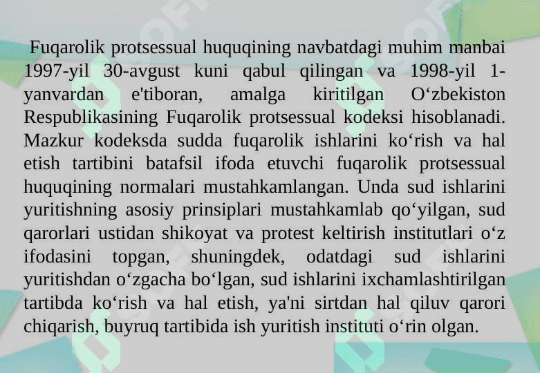 Fuqarolik protsessual huquqiga kirish 8