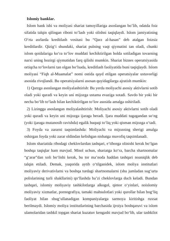 Islomiy banklar