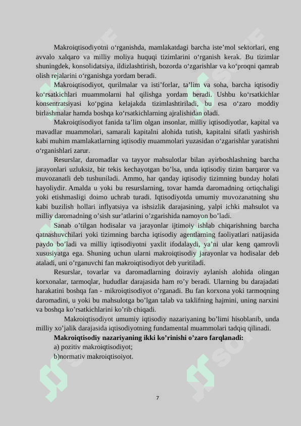 Makroiqtisodiy ko’rsatkichlarning tarkibi va mohiyati 7
