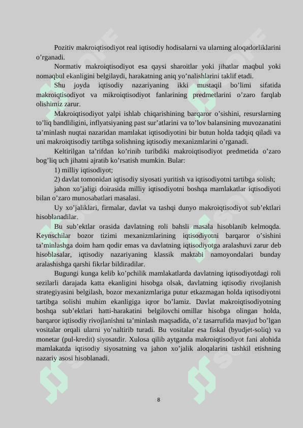 Makroiqtisodiy ko’rsatkichlarning tarkibi va mohiyati 8