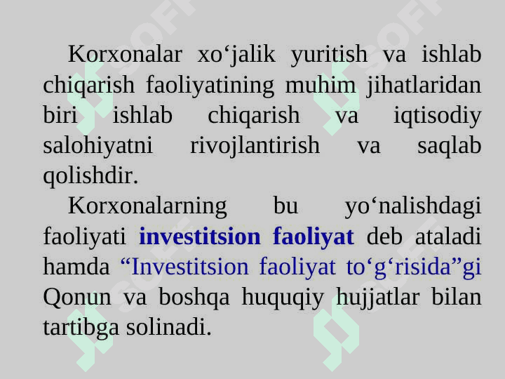 KORXONANING INVESTITSION FAOLIYATI pptx 2