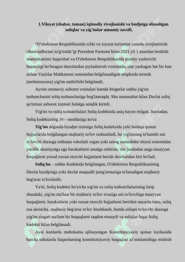 Viloyati soliq boshqarmasidagi amaliyot bo`yicha hisobot 4