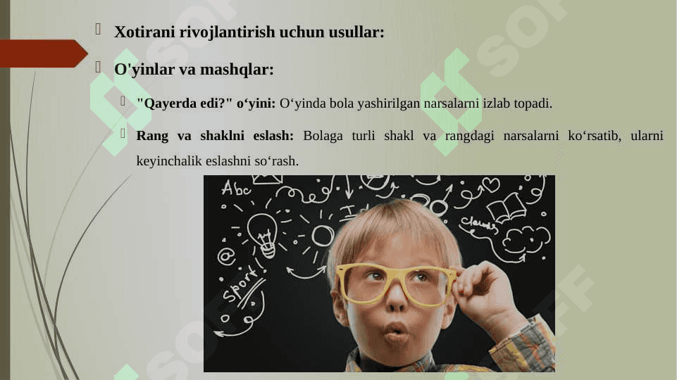 ILK YOSHDAGI BOLALARDA XOTIRANING RIVOJLANISHI 5