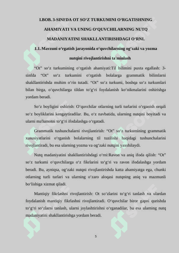 3-SINFDA OT SO'Z TURKUMINI O'RGATISH JARAYONIDA O'QUVCHILAR NUTQINI O'STIRISH 5
