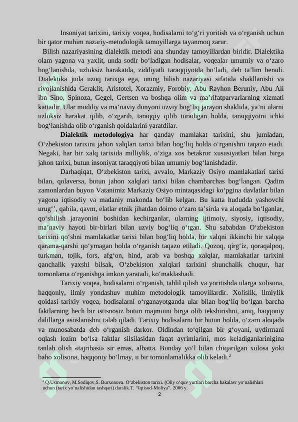 O’zbekiston tarixini o’rganishning  nazariy- ilmiy  va metodik                      tamoyillari 2