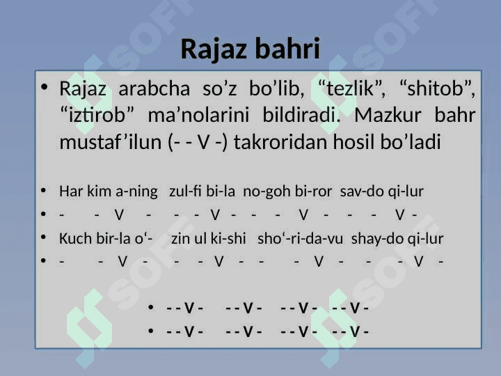 RAJAZ VA MUTAQORIB BAHRLARI 2