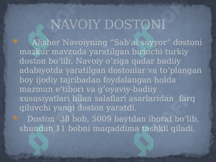 “SAB'AI SAYYOR” DOSTONI 6