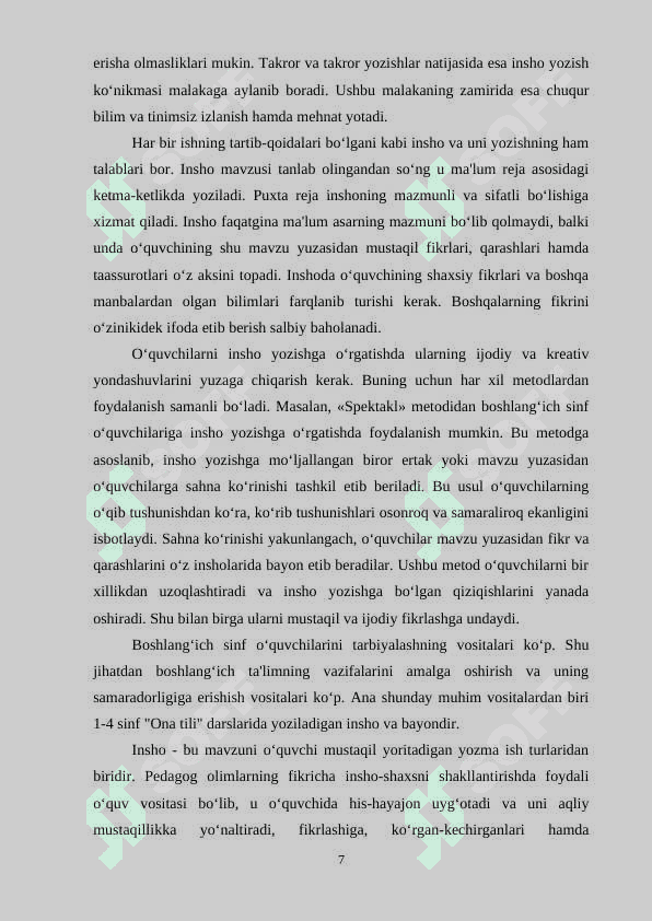 Boshlangʻich sinflarda insho yozishga oʻrgatish 7