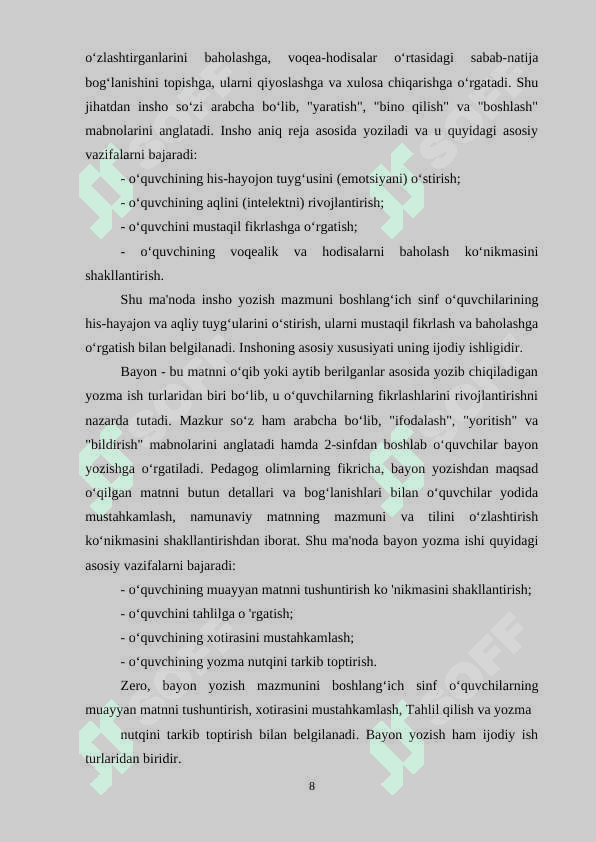 Boshlangʻich sinflarda insho yozishga oʻrgatish 8