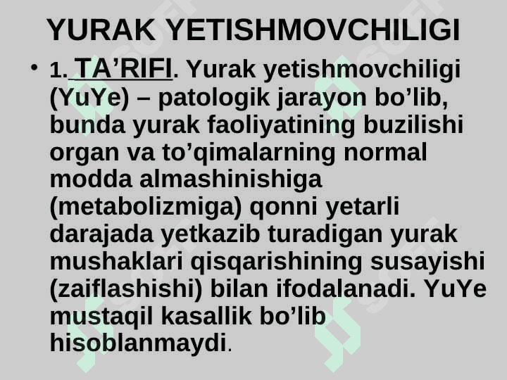 YURAK YETISHMOVCHILIGI 2