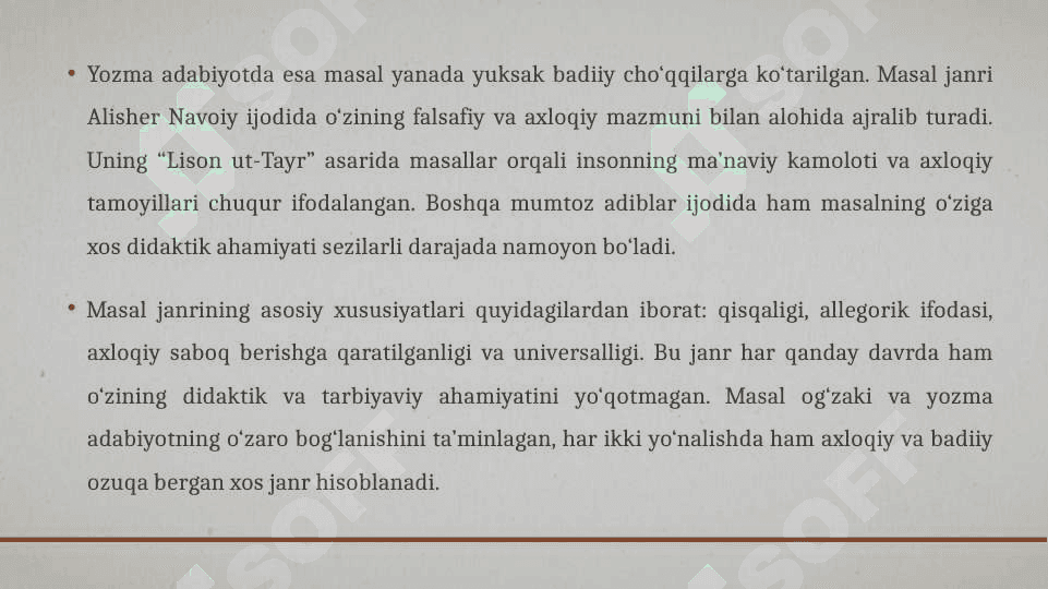 O‘zbek mumtoz adabiyotida masalchilik 6