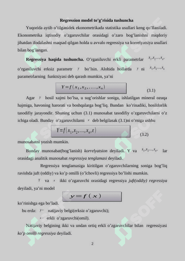 JUFT KORRELYATSION - REGRESSION TAHLIL 2