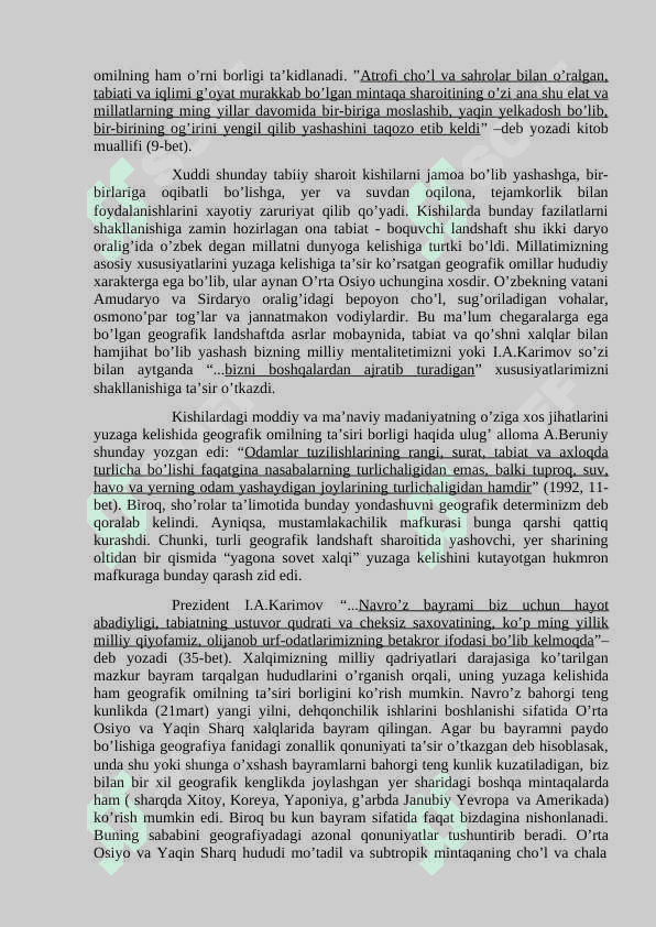 Maktablarda geografiya kursini o’qitishda prezident I.A.Karimov asarlaridan foydalanish usuli 6