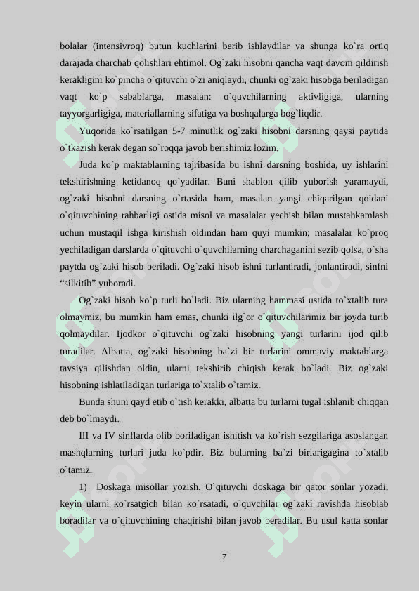 2-SINF O'QUVCHILARIDA OG'ZAKI VA YOZMA HISOBLASHNI SHAKLLANTIRISH METODLARI 7