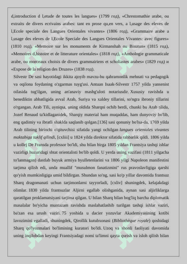 Silvestr de Sasi faoliyatini o‘rganish va ma’lumotnoma tayyorlash 3