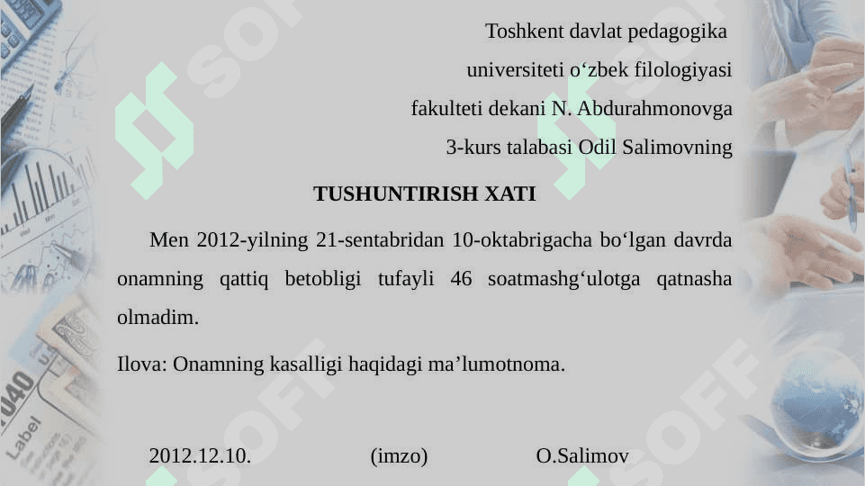 IXTISOSLIKKA OID HUJJAT MATNLARI BILAN ISHLASH 4