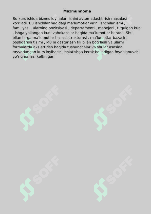 Biznes modelida ishlovchi loyihalar tizimini yaratish 2