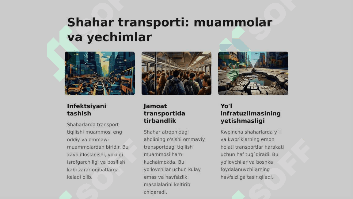 Shahar, shahar atrofi va shaharlararo tashishlar 3