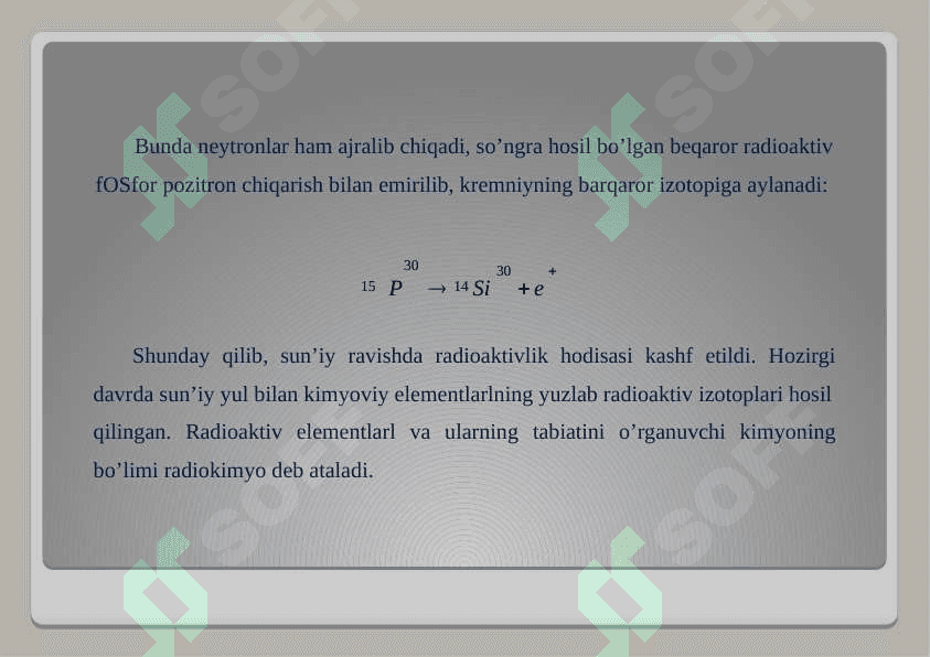 Radioaktiv o'zgarishlarning  asosiy qonunlari siljish qoidasi 3
