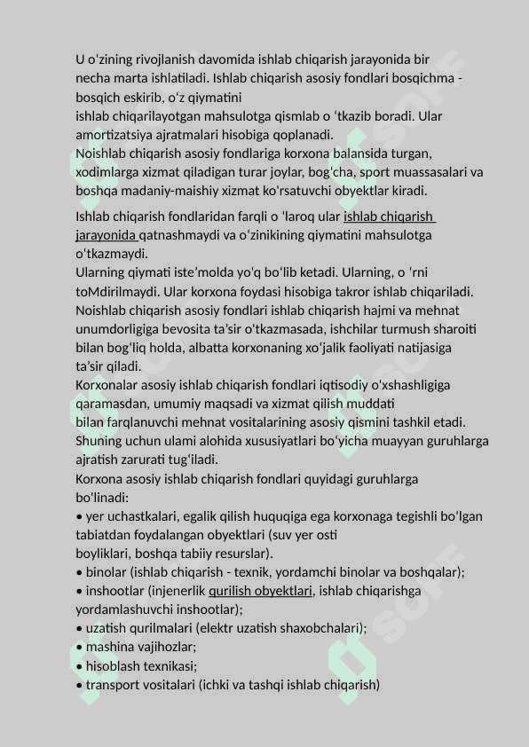 Asosiy fondlarning mohiyati,  ahamiyati, tarkibi va tuzilishi 4