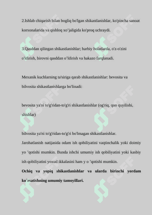 Ishlab chiqarishdagi shikastlanishlarda birinchi yordam ko’rsatish 3