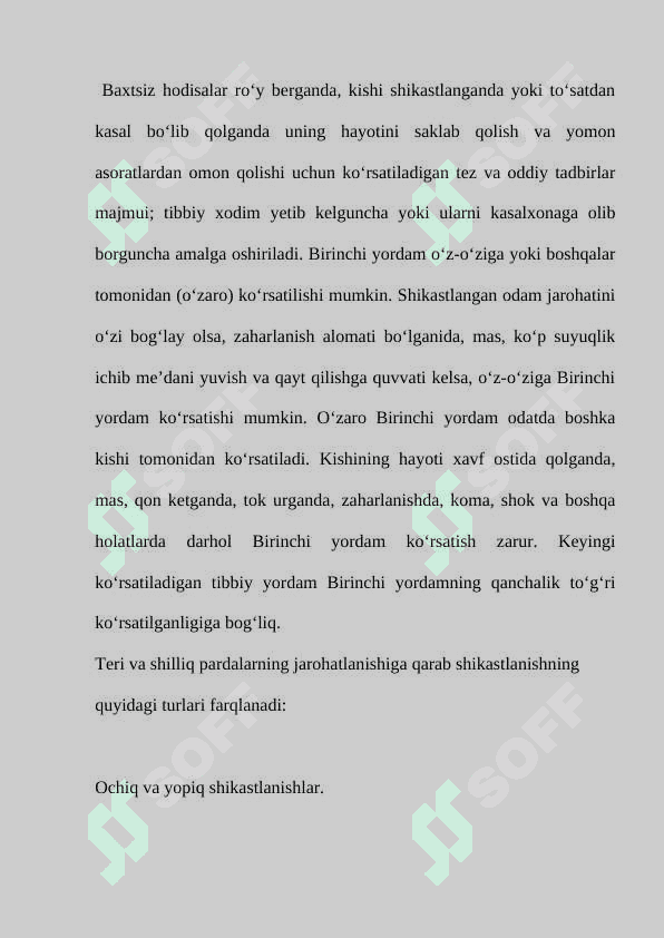 Ishlab chiqarishdagi shikastlanishlarda birinchi yordam ko’rsatish 4