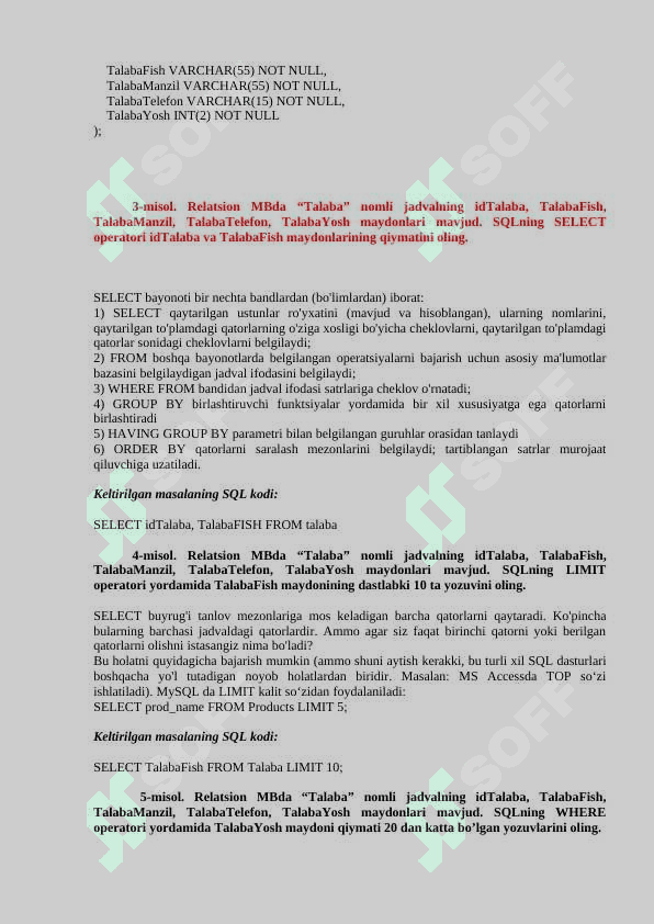 MBT fanidan amaliy mashg 2