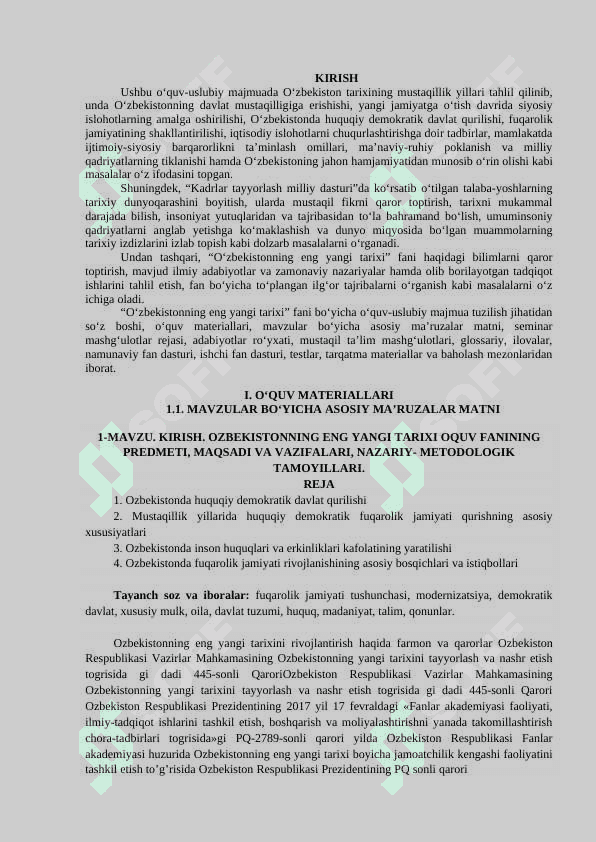 O‘ZBEKISTONNING ENG YANGI TARIXI 2
