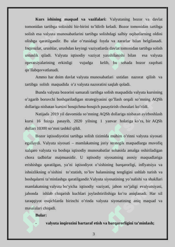 Valyuta kursi. 3