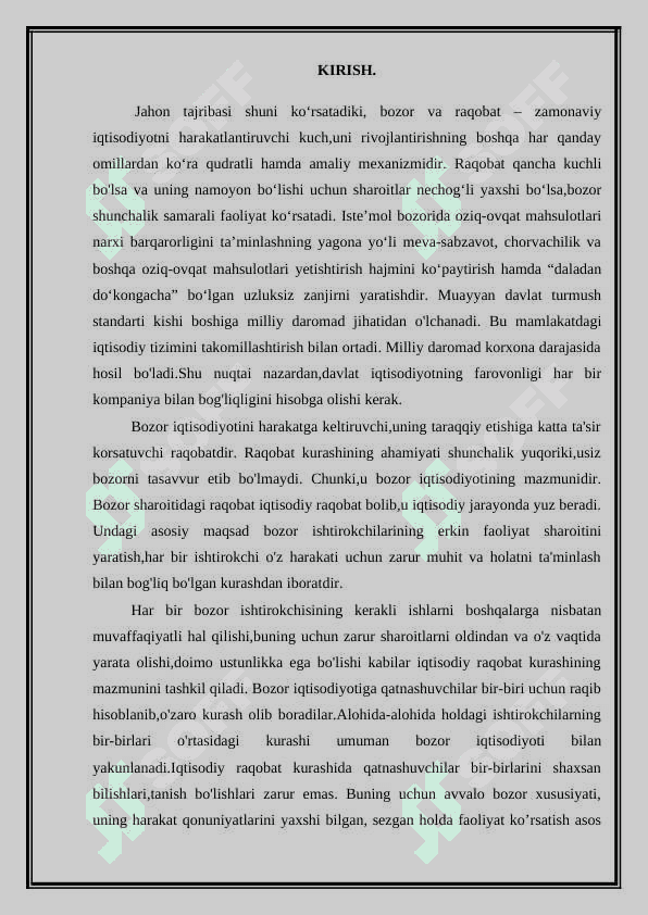 Maykl porter uslubiyatiga ko’ra o’zbekistonning raqobat ustunligi. 3