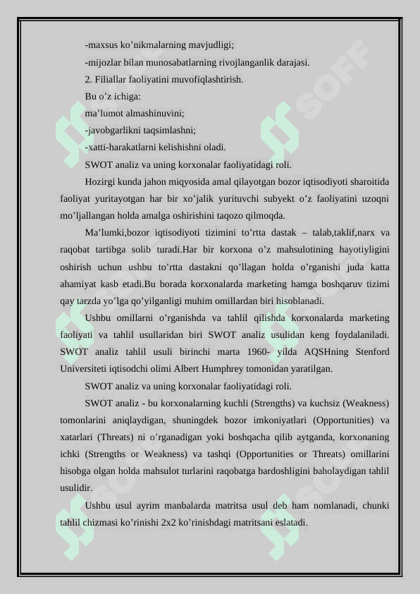 Maykl porter uslubiyatiga ko’ra o’zbekistonning raqobat ustunligi. 7