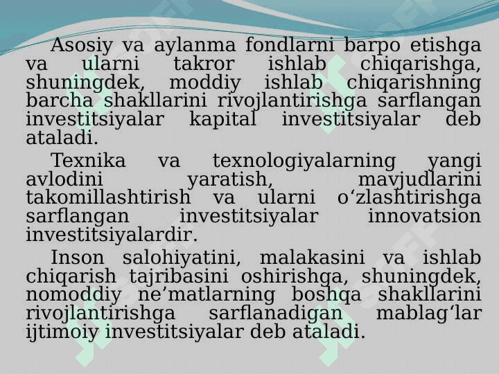 KORXONALARDA INVESTITSION FAOLIYAT VA UNING SAMARADORLIGINI OSHIRISH YO‘LLARI 7