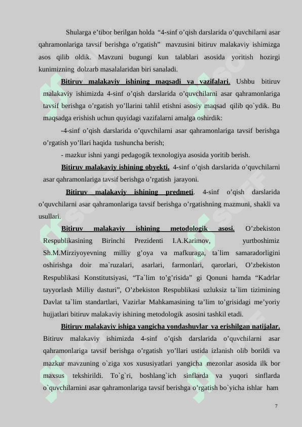 4-sinf o’qish darslarida o’quvchilarni asar qahramonlariga tavsif berishga o’rgatish 7